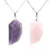 Hängande halsband naturlig pärla sten lila kristall rosa kvarts turkos aventurin hjärta halsband smycken för kvinnor