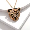 Ketten Modeschmuck Diamant Leopardenkopf Doppelschicht Halskette Pullover Kette Damen Lange Herbst- und Winteraccessoires Großhandel