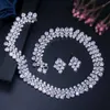 Pera luxe Style européen clair cubique zircone cristal grand collier rond et boucles d'oreilles ensemble de bijoux de mariée pour cadeau de mariage J116 H1022