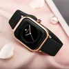 Montres-bracelets WWOOR Top Femmes Mode Noir Montre Silicone Dames Carré Quartz Horloge Élégant Poignet Montres2235