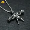 316L Stainless Steel Weightlifting Necklaces Men Silver Color Link Chains Fitness Muscle Pendant Necklaces Strong Man Jewelry7088371