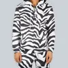 UJWI 패션 남성 / 여성 2 조각 Tracksuit 세트 Harajuku 3D 블랙 Zebra 유니섹스 후드 스포츠웨어 바지 정장 피트니스 옷 201210