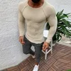2020 hommes tricotés pulls mâle couleur unie col rond rayé à manches longues pull automne hiver coupe ajustée pull décontracté Y0907
