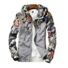 Windbreaker Jackor Mens Hooded Sportswear Bomber Fashion Light Vikt Blommor Casual Jackor Coats Outwear 210927