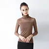 Koreanska höstkvinnor Tshirts Kvinna Turtleneck Basic Shirt Toppar Solid Långärmad Top Plus Size Mesh 210531