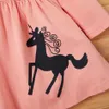 2-piece Baby / Toddler Girl Adorable Unicorn Print Top and Three-quarter Pants Set for Kids Clothing Sets 210528