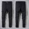 Prawdziwe Designer Dżinsy dla Męskie Zdrasyczone Ripped Skinny Jeans Motorcycle Moto Biker Hip Hop Denim Man Spodnia