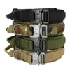 Trwały Tactical Dog Collar Regulowany Nylon Wojskowy Kołnierz Dog Kołnierz Smycz Dla Średni Duże Psy Owczarek Niemiecki Szkolenie Polowanie 211006