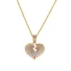 Hip Hop Style Micro Pave Broken Heart Pendant Halsband Guld- och Silver Chain Halsband