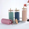 5 Colors 500ml Glass Tumbler 16oz Glass Cup Travel Water Bottle With Silicone Protective Sleeve Bamboo Lid FY5138 SS1102