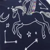 Lange Sleevee Unicorn Print Luminous Girls Pyjama Aankomst Kids Home Wear Baby Nachtkleding Sets Top en Bottom 210529