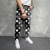 men's clothing pants autumn printed loose casual trousers black red gray purple pant