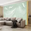 Wallpapers Custom Po Mural Fresh Watercolor Feather Bedroom Study Living Room Background Wall Decoration Painting Non-woven Wallpaper 3D