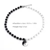 Collana di perle alla moda per uomo Donna Collane girocollo con perline bianche nere Collana con ciondolo Goth Yin Yang Gioielli fatti a mano