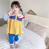 Bahar Varış Kızlar Uzun Kollu 2 Parça Suit Üst + Pantolon Pijama Set Bebek Kız Pijama 210528