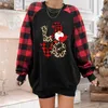 Damen Hoodies Sweatshirts Frauen Weihnachten Elch Plaid Druck Harajuku Casual Langarm Pullover O Hals Herbst Winter Top