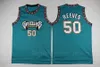 Vintage Basketbol Michael Mike Bibby Jersey 10 Retro Shareef Abdur Rahim 3 Bryant Reeves 50 Eski Vancouver Yeşil Turkuaz Pro Siyah Beyaz Ekibi