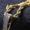 Hip Hop Mikro-inkrutowane cyrkon przebite oko Fatima Ręka Naszyjnik Złoty łańcuch mężczyzn Kobiet biżuterii Prezenty 102 U2272Z