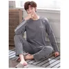 Plus Größe 5XL Männer Pyjamas Homewear Herbst Baumwolle Pyjamas Set mit Hosen Männliche Nachtwäsche Langarm Baumwolle Hause Kleidung für Männer T200813