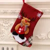 Medium Linen Christmas Ornaments Santa Socks Gift Bags Gifts Bag Hanging for tree 4 styles 2021