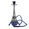 Cachimbo de água antigo em forma de torre Eiffel com tubo duplo conjunto completo de chaleira de cigarro árabe para fumar cachimbo de água shisha prata vermelho marrom torres