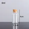 8 ml 22x40x12.5mm Küçük Mini Temizle Cam Şişeler Kavanozlar Cork Stopers / Mesaj Düğün Ile Dilek Takı Parti İyilik