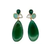 YYGEM Geometric Green Agate White Shell Peruvian Amazonite Stud earrings luxury style for women