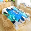 Mundo subaquático 3D Tablecloth Dolphins Tubarão Animais de Natal Pano Pano Lavável Pano Retangular Mesa de Casamento 210626