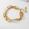 Punk Chunky Curb Cuban Thick Chain Bracelet Bangle for Women Men Unique Design Multilayer Alloy Acrylic Bracelets Jewelry