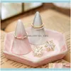 Packaging & Jewelry1Pc Nordic Style Marble Decor Display Stand Tray Gold Ceramic Jewelry Storage Finger Cone Ring Holder Keep Tidy Crafts Po