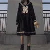 Осенние японские Kawaii женское платье Preppy стиль плюс размер повседневная сладкая форма длинный рукав Ins Gothic Vintage 210608