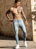 Jeans skinny elastici da uomo 2021 Pantaloni a matita stretch tinta unita Streetwear Jeans da uomo in denim nero blu Pantaloni da jogging da cowboy186V