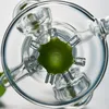 In stock Narghilè Bong in vetro unici Double Recycler Bong Elica Spinning Perc Oil Dab Rigs Green Purple 14mm Tubi d'acqua con ciotola inebriante