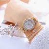 Panie Zegarki z 2 Bransoletka Luksusowa Marka Diament Kobiety Zegarki Dress Gold Samica Watch Kobiety Wristwatch Relogio Feminino 210527