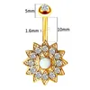 Gem Diamond Inlay Navel Rings Multicolor Sun Flower Puncture Jewelry Umbilical Nail Medical Steel Dance Belly Ring Accessories