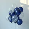 100 pcs 12inch 10inch Balões azuis luminosos escuros azul balões aniversário decoração festa decoração bebê chuveiro brilhante azul globos 210719