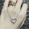 Vecalon coeur amour pendentif 925 argent Sterling pavé 5A zircon pendentifs de mariage avec collier pour femmes nuptiale fête diamant Jewelr244N