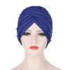 2021 Turban Muslim Women Hijab Head Scarf Beads Chemo Cap Hair Loss Cancer Bonnet Headwear Beanie Hat Islamic Cover Solid Color