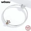 WOSTU Real 925 Sterling Silver Naughty Monkey Beads Brown Charms Fit Original Bransoletka Naszyjnik dla Kobiet Biżuteria CTC125 Q0531