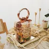 Gift Wrap Round Acrylic Box With Ribbon Rose Bouquet Arrangement Surprise Craft DIY Present Souvenir Wrapping