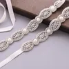 Bröllop sashes trixy s435 Mode Beaded Belt Clear Crystal för formell klänning Pearl Bridal Rhinestone Belts Silver