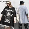 Tshirts hajuku japanska tecknad anime tjej print tees shirts hip hop streetwear casual bomull kortärmad toppar 210602