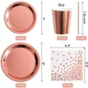 Disposable Dinnerware Rose Gold Party Tableware Set Paper Plate Cup Kids Adult Birthday Wedding Bachelorette Decoration Baby Shower