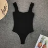 Vintage maillot de bain femmes à volants sangle maillots de bain femme Push Up Monokini rembourré plage maillots de bain noir body 210702