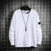 Männer Schwarz Crewneck Sweatshirt Frühling und Herbst Männer Oansatz Hemd Langarm Shirt Hip Hop Mode Pullover Sweatshirt Polyester 210728