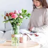 Nordic Creative Glass Flower Vase Настольная Гидропоническая Растение Вазы Кожаная Ручка Водяной Кубок Кружка Главная Бонса Оформление Принадлежности 211215