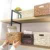 Corn Husk Woven Storage Baskets Box Rectangular Container Sundries Organizer Home Basket Organization Office Tidy Tools 210609