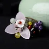 Pins, Brooches Ethnic Pink Glass Brooch Shell Flower Corsage Chinese Style Colorful Bead Women Accessories Vintage Ornament
