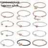 Oro rosa s925 Argento a forma di cuore Catena di base Fit fascino originale Pandoraer Bracciale in osso di serpente per le donne Creazione di gioielli fai da te 220121