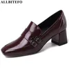 Allbitefo véritable cuir bout carré talons hauts femmes chaussures femmes chaussures à talons hauts mode printemps femmes talons 210611